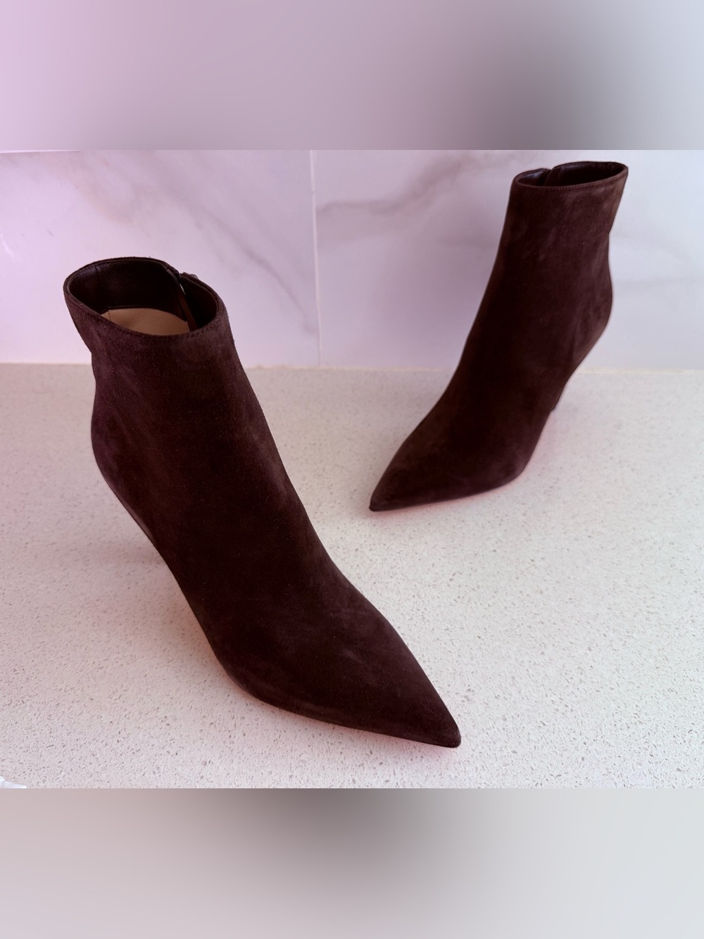 Christian Louboutin Vibella Pointed Toe Bootie Cafe Brown Suede Size EU 38.5 - Picture 6 of 8